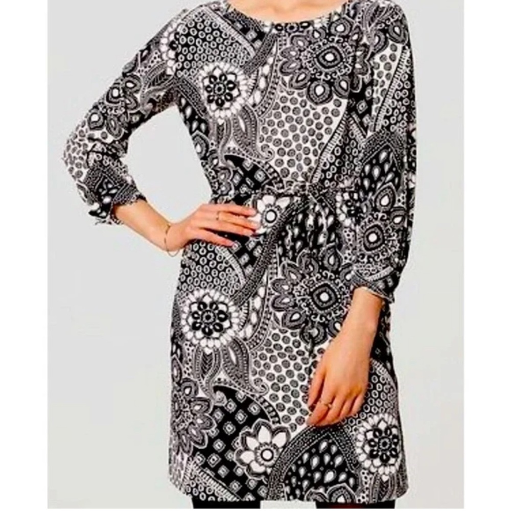 LOFT Gypsy Rose Long Sleeve Belted Shirt Dress